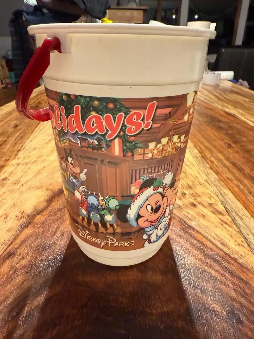 Vintage 1992-1993 Disney Parks Happy Holidays Popcorn Bucket Mickey & Friends